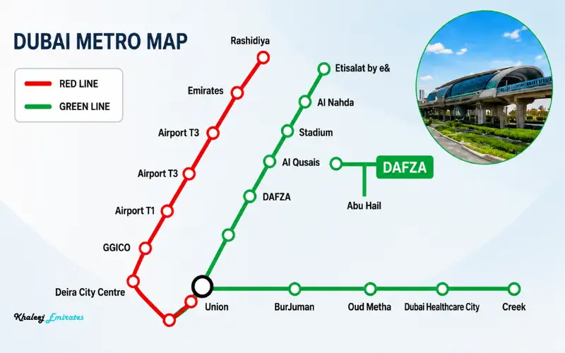 DAFZA Metro Station on the Dubai Metro Green Line
