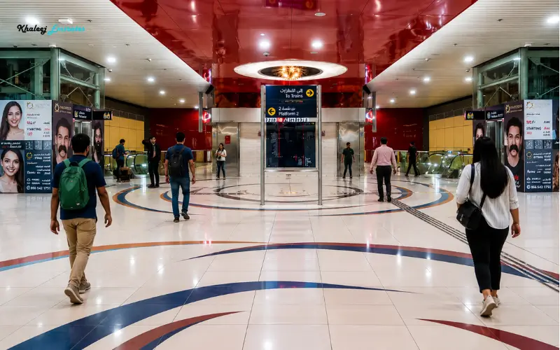 Air-conditioned inner view of Al Rigga Metro Station