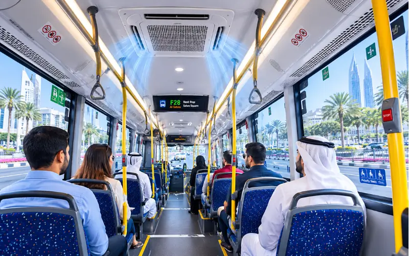 Air-conditioned interiors in F28 Bus